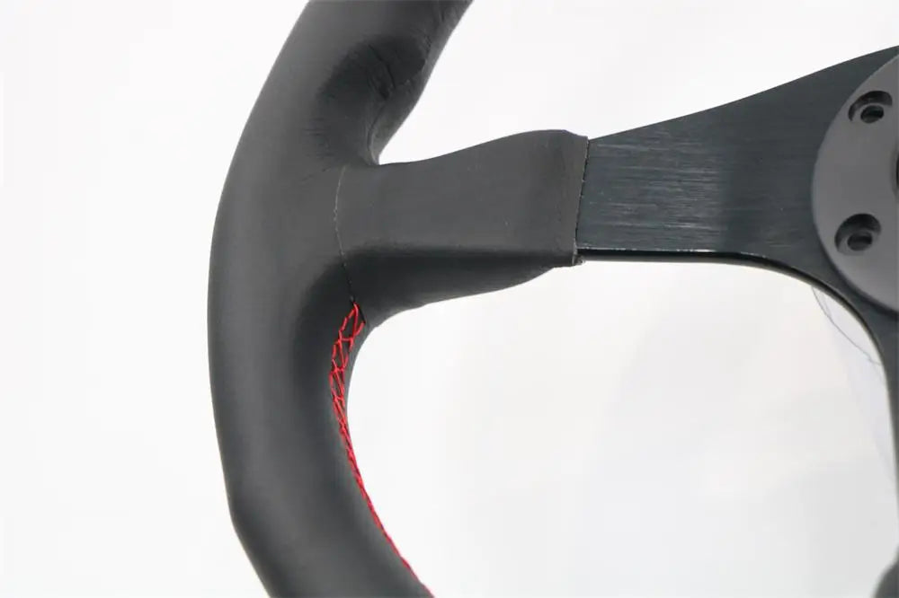 Mugen Racing III Steering Wheel – 350mm Black Suede/Red Stitch