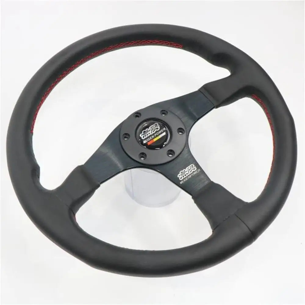 Mugen Racing III Steering Wheel – 350mm Black Suede/Red Stitch