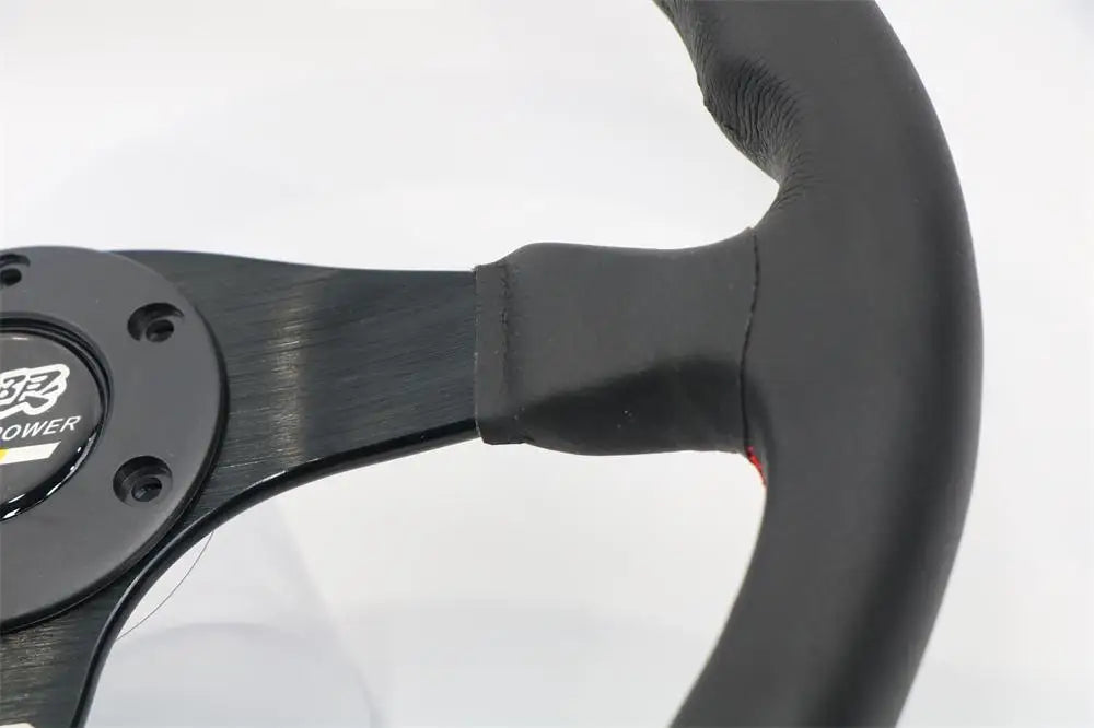 Mugen Racing III Steering Wheel – 350mm Black Suede/Red Stitch
