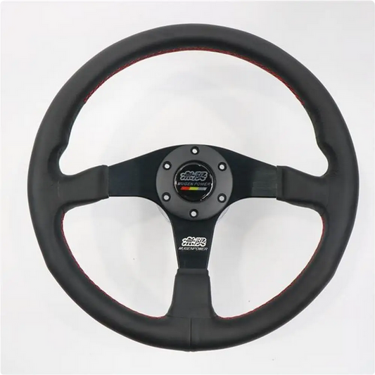 Mugen Racing III Steering Wheel – 350mm Black Suede/Red Stitch