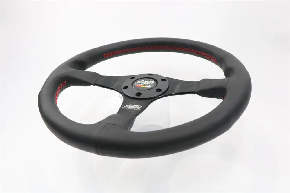 Mugen Racing III Steering Wheel – 350mm Black Suede/Red Stitch